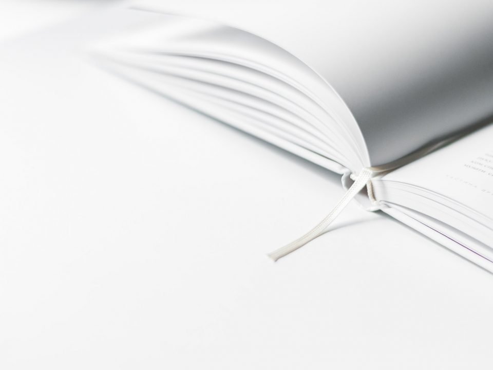 white book marker on book page